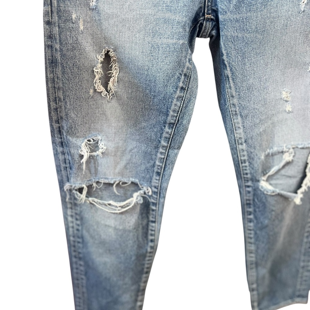 MOUSSY Vintage Aberdeen Tapered distressed jeans in blue cotton denim - Picture 6 of 16